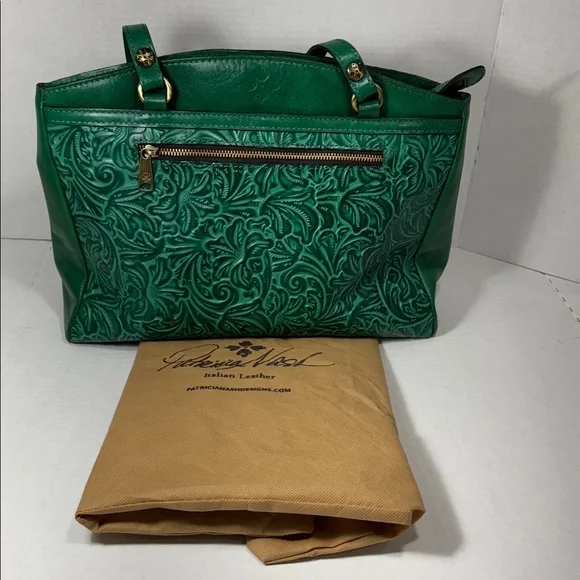 Patricia Nash Poppy ToteNash Green Tooled Leather - Picture 1 of 6